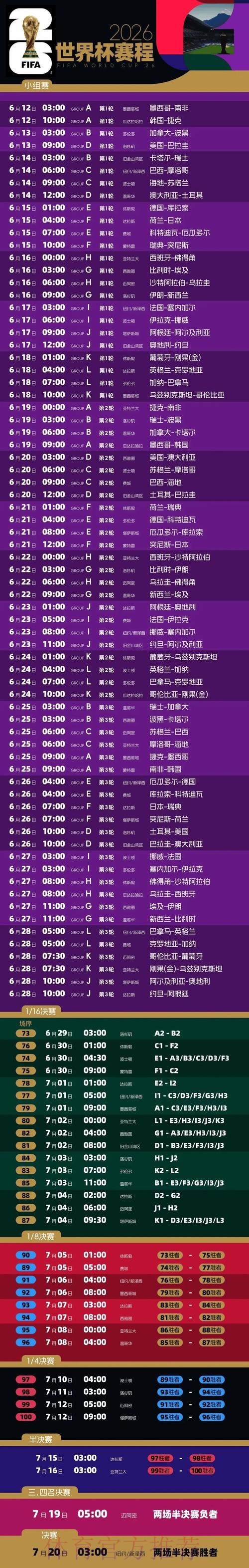 2026世界杯完整赛程一览实时赛程实时查看 2026世界杯完整赛程一览实时赛程实时查看